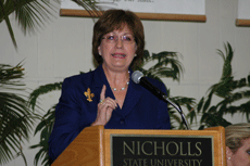 Gov. Kathleen Blanco speaks at the Louisiana's Women Leaders' Bayou Regional Conference Oct. 6.