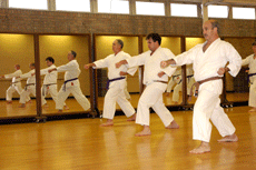 Tom Bourgeois, Keith Blanchard and Chris Cox, faculty advisor, execute a type of karate called shotokan on the second floor of Shaver Gym Feb. 15. The Karate Club is one of several lesser known clubs available to the Nicholls community.