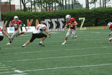 Sophomore quarterback Zach Chauvin scrambles down the field in the Colonels 30-28 win against Azusa Pacific.