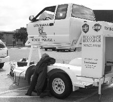 The American Society of Safety Engineers Student Chapter sponsored the Louisiana State Police's Rollover Simulator to display how no seat belt or an incorrectly-used seat belt affects a passenger in a rolling vehicle. 