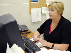 Ellen Barker, professor of English and future head of the English department, works n her office Monday in Peltier Hall.