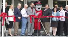 Vice president for academic affairs Laynie Barrilleaux, department head of physical sciences Vincent Giannamore, retired faculty members Jack Field and Jesus Urrechaga, University mascot Colonel Tillou, department head of biological sciences John Doucet, 