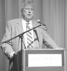 University President Stephen Hulbert addresses students, faculty and staff at the emergency town hall meeting Sept. 24 in Talbot Theater.