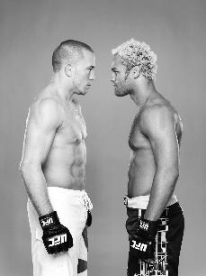 George St. Pierre and Josh Kosheck stare at each other before UFC 124.