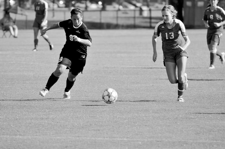 Forward/midfielder Alexandra Marino from Canada prepares to make a pass during the game against Mississippi Valley State on Friday, Sept. 16.