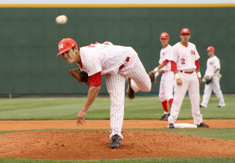 Junior left-handed pitcher Brad Delatte makes a throw during the home game against Alcorn State on March 30, 2011.