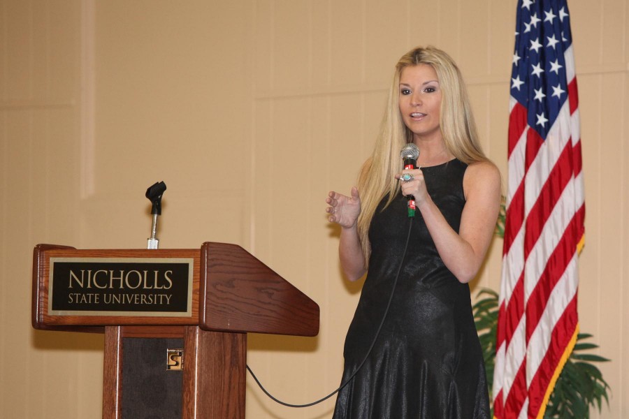 Reality star Diem Brown speaks to LGLA campers during the closing ceremony on June 13.