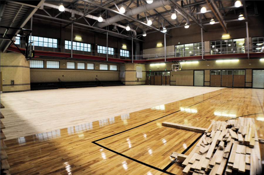 After being hit with a soccer ball, the sprinkler system ruptured and wet the basketball court in the Harold J. Callais Recreation Center, resulting in the court closing temporarily.