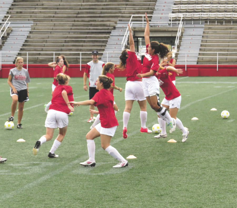The+Nicholls+women%E2%80%99s+soccer+team+practices+in+Guidry+Stadium+last+semester.+On+April+1%2C+the+team+will+face+Nicholls+faculty+members+in+a+game+where+all+proceeds+going+to+funding+a+memorial+scholarship+named+after+Ryan+Jeffress%2C+the+son+of+speech+professor+Michael+Jeffress+who+passed+away+last+year.