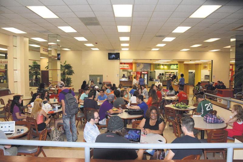 Students gather in the union on the first day back at school for Fall 2014. 