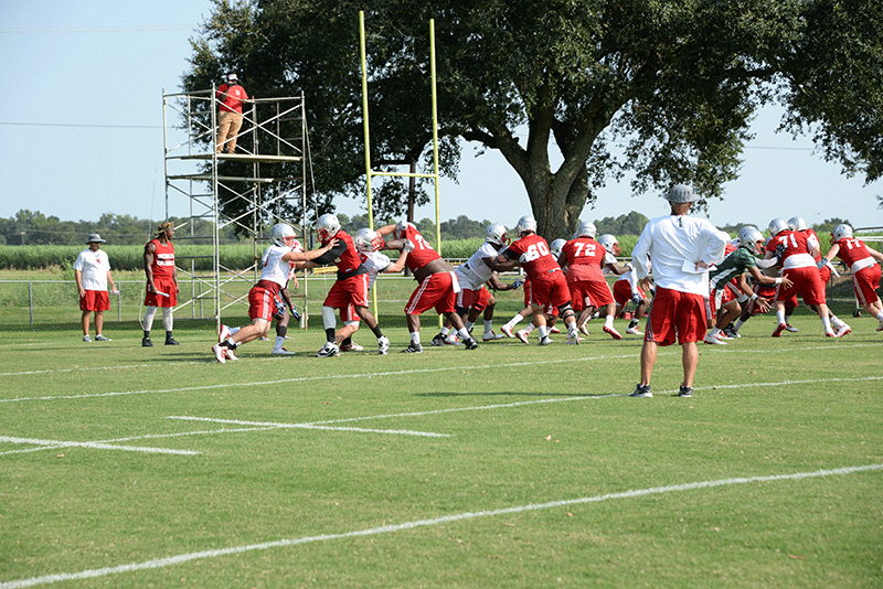 Nicholls’ Big Defense Gives The Offense a Rough Time Getting A Push For The Running Back.