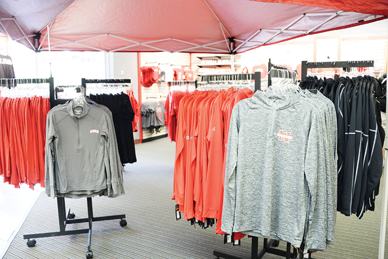 Newly rebranded Nicholls gear appears in the bookstore on campus.