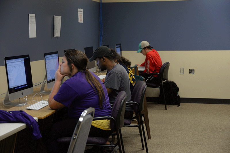 Students study and complete school work on the computers in the Ellender lab in the library on campus on Tuesday, September 8th.