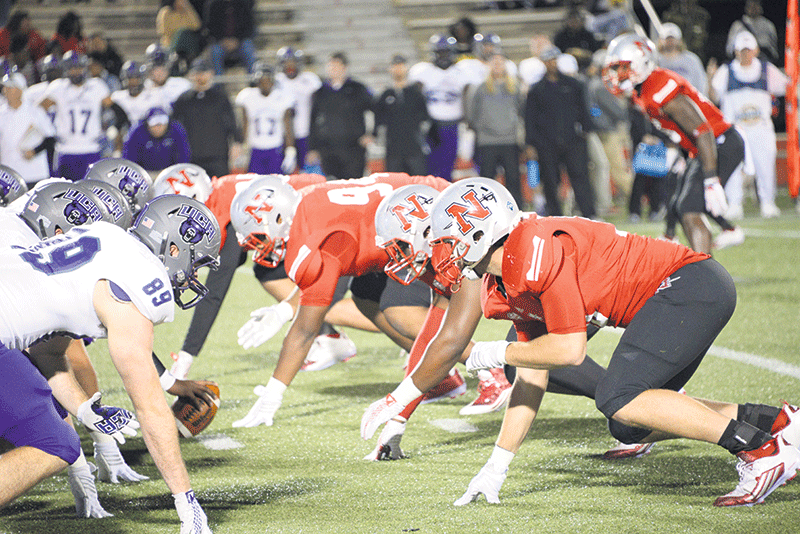 Nicholls defense lines up to stop the University of Central Arkansas  offense Saturday Nov. 14.