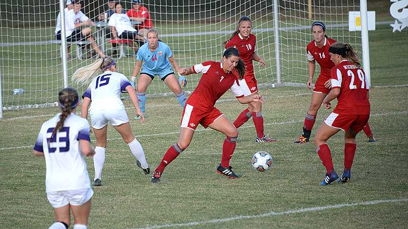 Defender/Midfielder Bethany Hollier goes in for the ball during the Colonels vs. Stephen F. Austin game on October 14, 2016.  