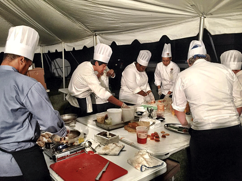 Nicholls’ culinary students prepare dishes for the “Halloween Bite Night” at the Ducros Plantation October 29.