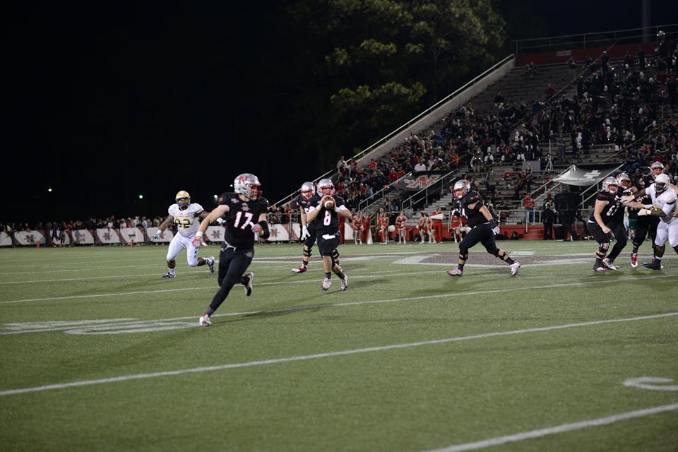 Chase Fourcade looks for an open receiver during the annual River Bell Classic vs. Southeastern last night.