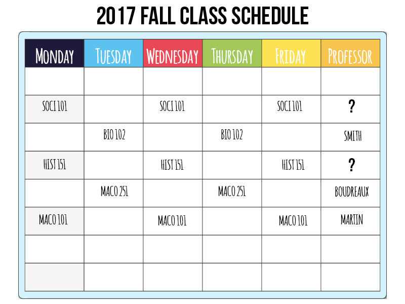 Class schedule for NEWS story