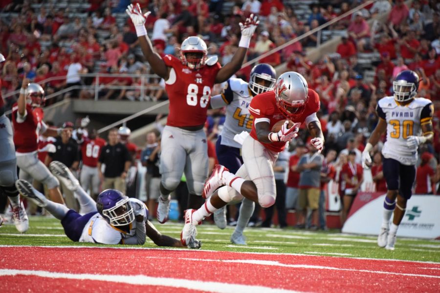 Jeremy Rounds, #22 from Gray, LA scores a touchdown against Prairie View A&M Sept. 16.