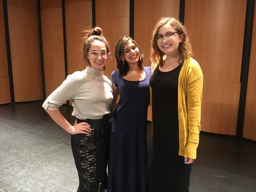 From left to right, speakers Morgan Brunet, Mishi Banerjee and Alysse Arceneaux pictured after the Speech Forum on Nov. 8. 