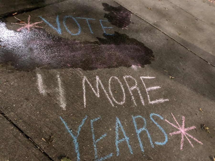 The College Republicans express political views on sidewalks without permission