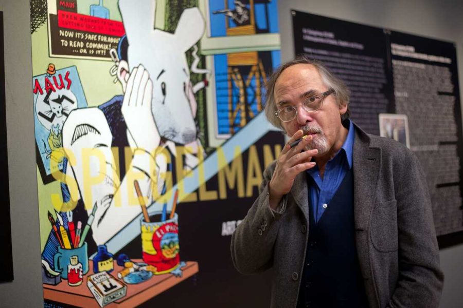 US comic book artist Art Spiegelman poses on March 20, 2012 in Paris, prior to the private viewing of his exhibition Co-Mix, which will run from March 21 to May 21, 2012 at the Pompidou centre. The Swedish-born New Yorker Spiegelman, 62, is known as the creator of Maus, an animal fable of his Jewish fathers experience in the Holocaust -- the only comic book to have won a Pulitzer Prize, the top US book award. AFP PHOTO / BERTRAND LANGLOIS (Photo by BERTRAND LANGLOIS / AFP) (Photo by BERTRAND LANGLOIS/AFP via Getty Images)