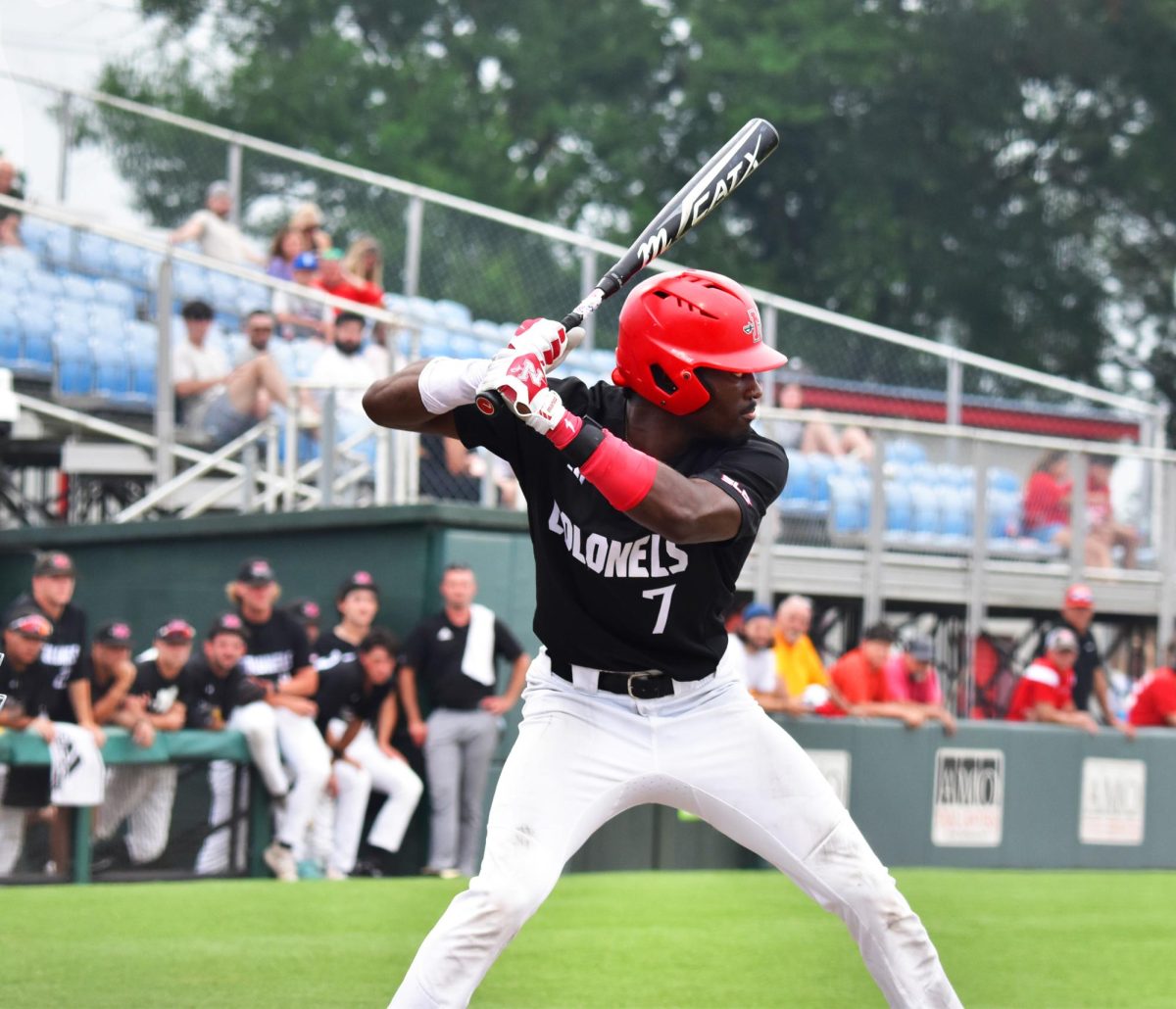 Basiel Williams taking his batting stance in an at-bat against McNeese(5/17).