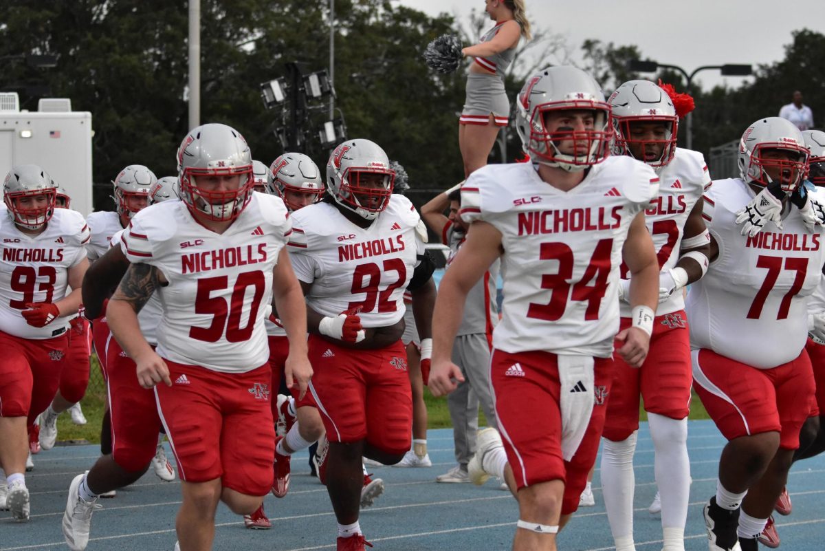 Nicholls football runs onto the field ahead of game against Southern(10/5)