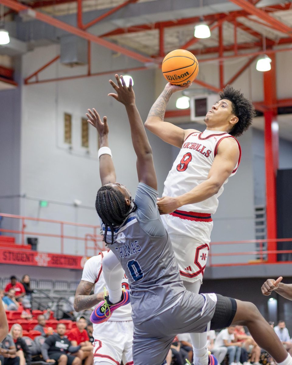 Michael Gray Jr. attacks the basket to attempt a layup against East Texas A&M on Saturday, Feb. 8, 2025 