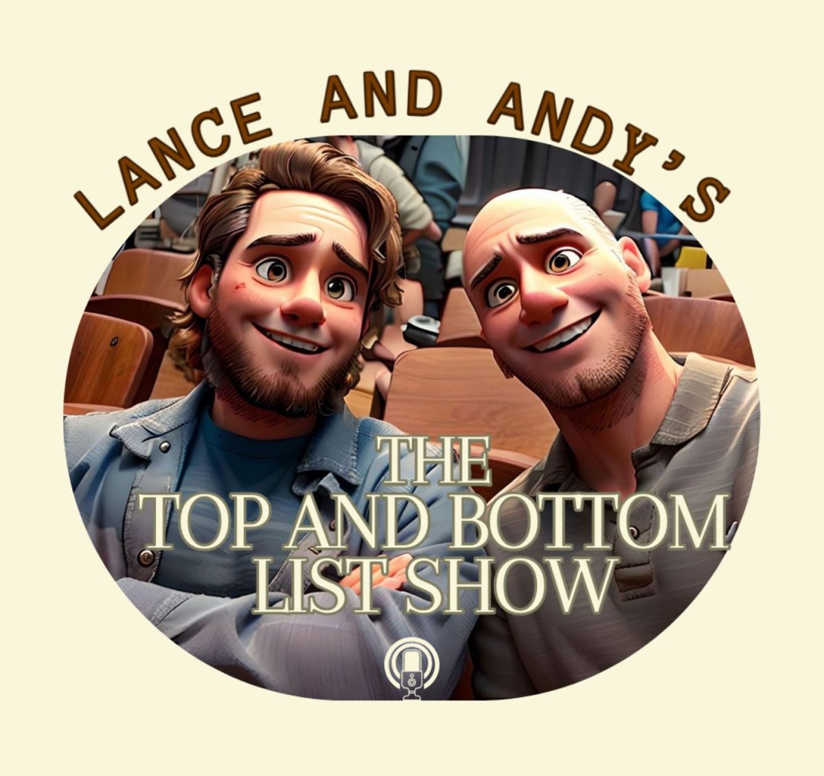 "The Top and Bottom List" podcast logo, created by Lance Arnold