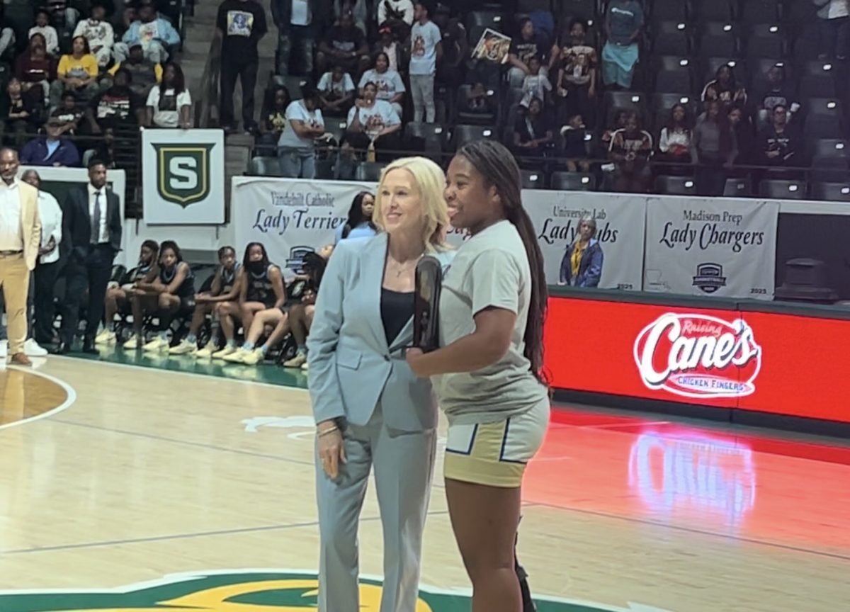 Nicholls commit,Makayla Charles accepting Most Outstanding Player award after winning state championship with Vandebilt 