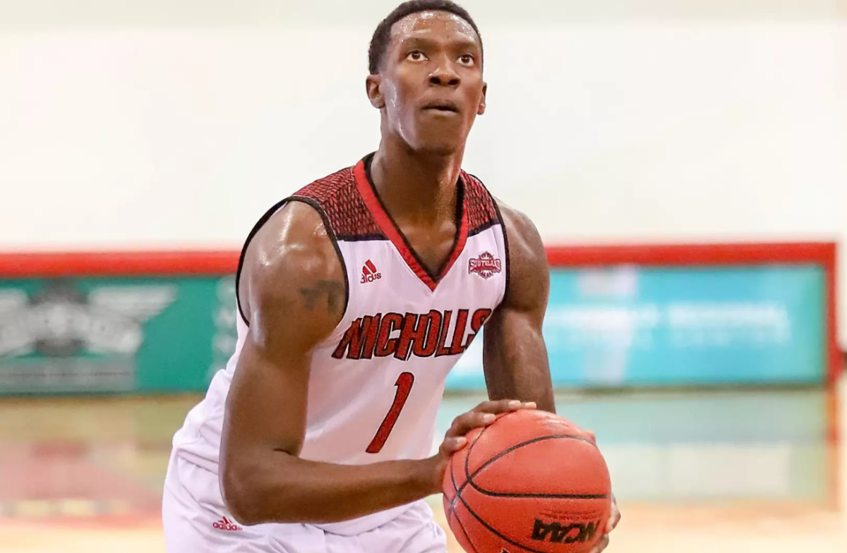 Tevon Saddler during his former years as a colligate basketball player for Nicholls.