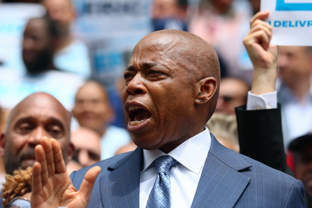 New York City Mayor Eric Adams speaks during a press conference at City Hall on June 26, 2025 in New York City.