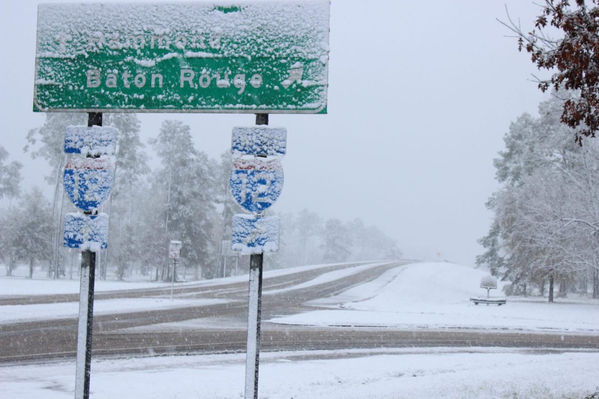 Dec. 8, 2017, photo, snow blankets Interstate 12 near Hammond during a rare freeze event.