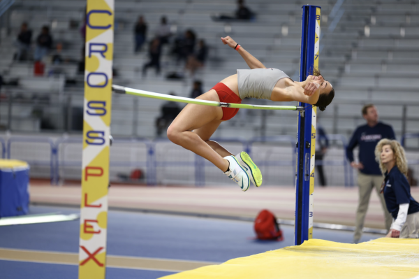 Southland Conference bronze medalist
Iradi Blasco high jumping.